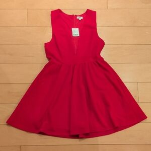 NEW Urban Outfitters Lucca Vibrant Red Sleeveless Deep V-Neck Mini Dress, Small